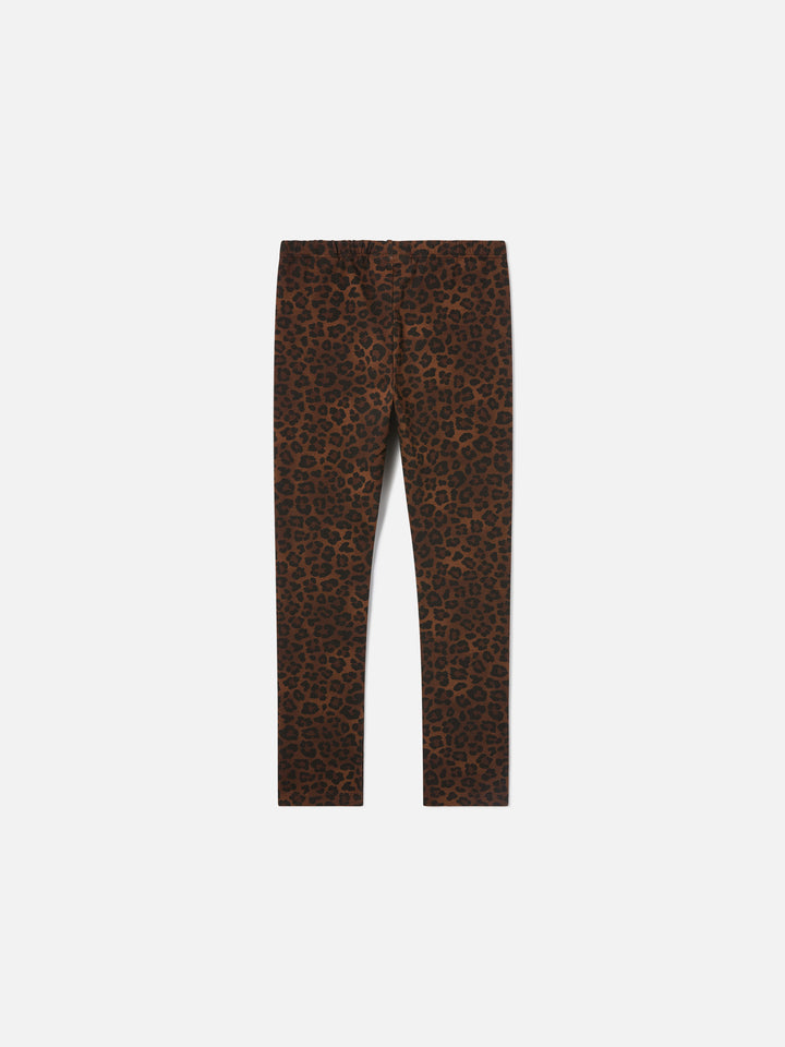 Braune Rosy Leggings aus Baumwolle mit Leopardenprint 