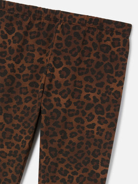Leggings Rosy marroni in cotone con stampa leopardo