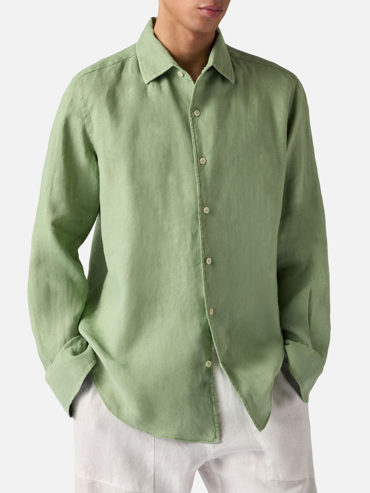 Sage green Raphael shirt in pure linen