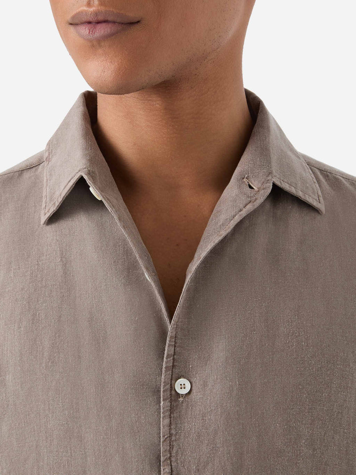 Brown Raphael shirt in pure linen