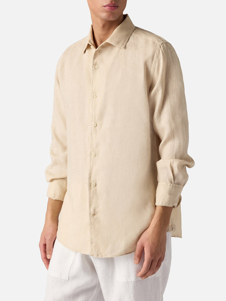 Beige Raphael shirt in pure linen