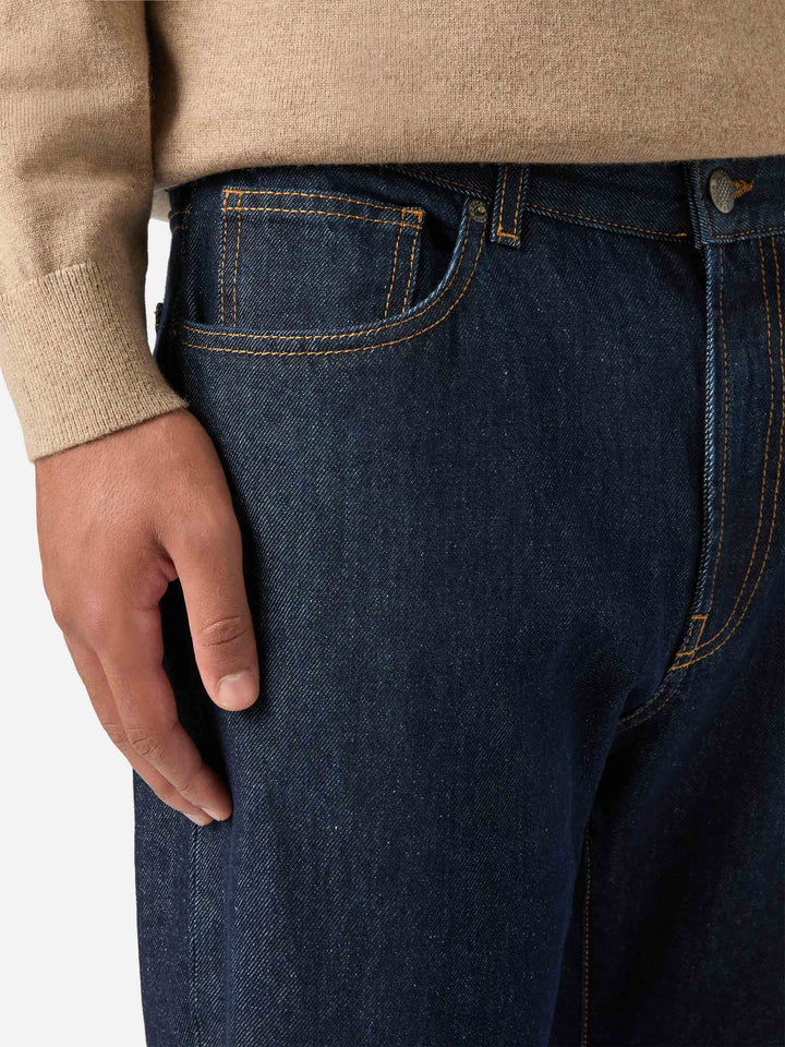 Jeans Riverdale blu scuro in denim con finitura raw
