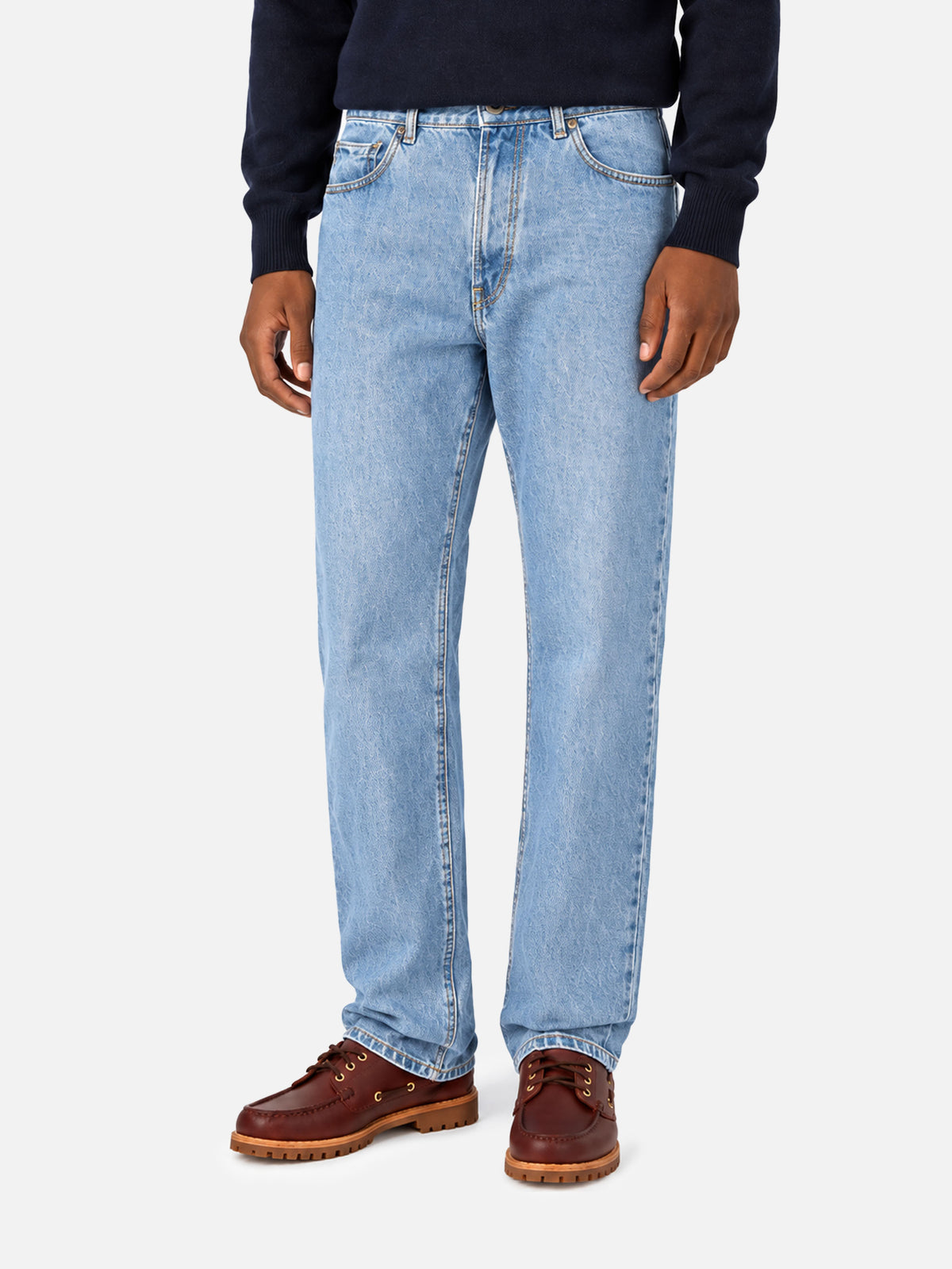 Jeans de denim Riverdale blue Dark light con acabado raw 
