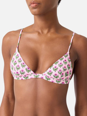 Top de bikini triangular con estampado floral Rylie 