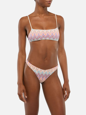 Naomi slip mare cheeky in raschel a chevron - Sadie bralette in maglia raschel