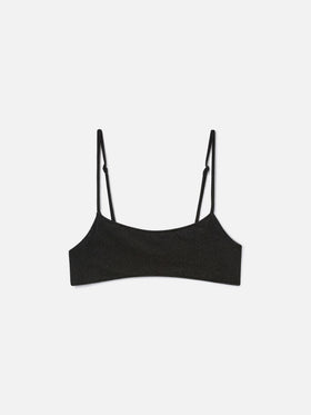 Sadie schwarzes Lurex-Bralette-Bikinioberteil 