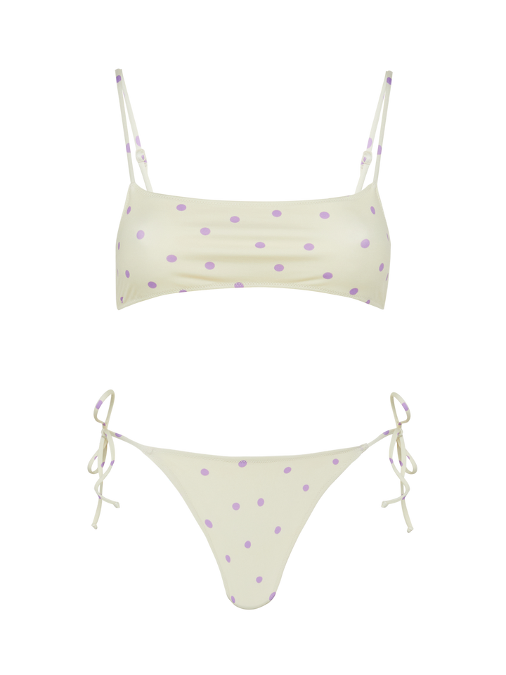 Klassische Badehose Marielle mit Punktemuster - Bralette-Top Sadie mit Punktemuster