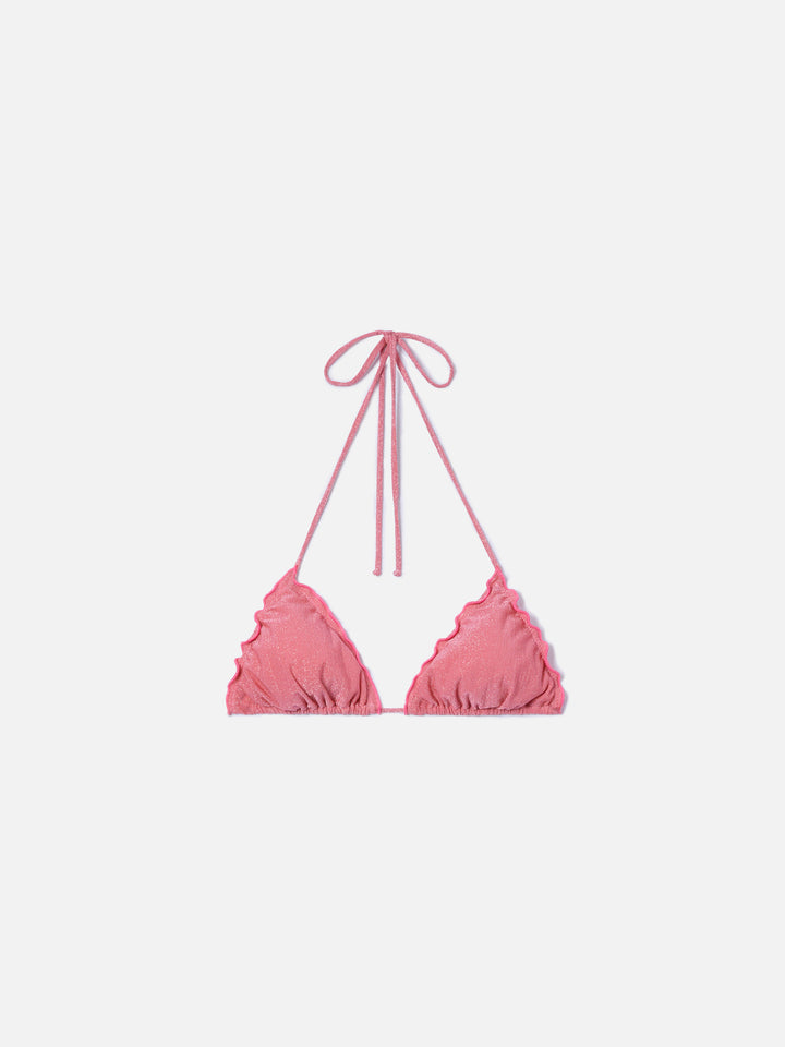 Bikini-Oberteil Sagittarius Triangle aus rosa Lurex 
