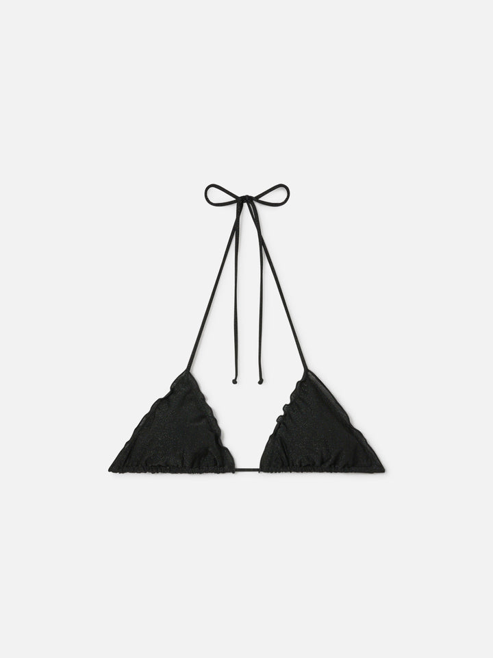 Top de bikini triangular Sagittarius en lurex negro 
