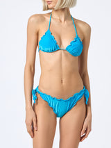 Klassischer Triangel-Bikini aus türkisfarbenem Chenille für Damen, Sagittarius Moon