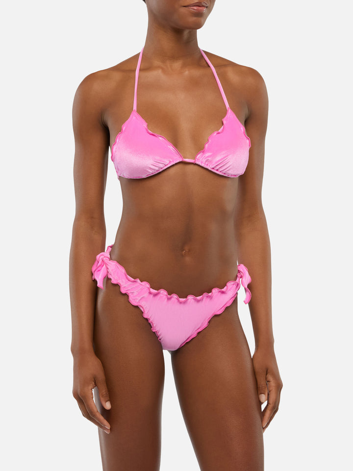 Moon pink velvet classic swim briefs - Sagittarius pink velvet classic triangle top