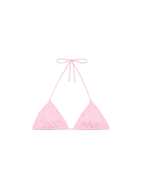 Sagittarius – Klassisches Triangel-Top aus Sangallo-Spitze in Rosa