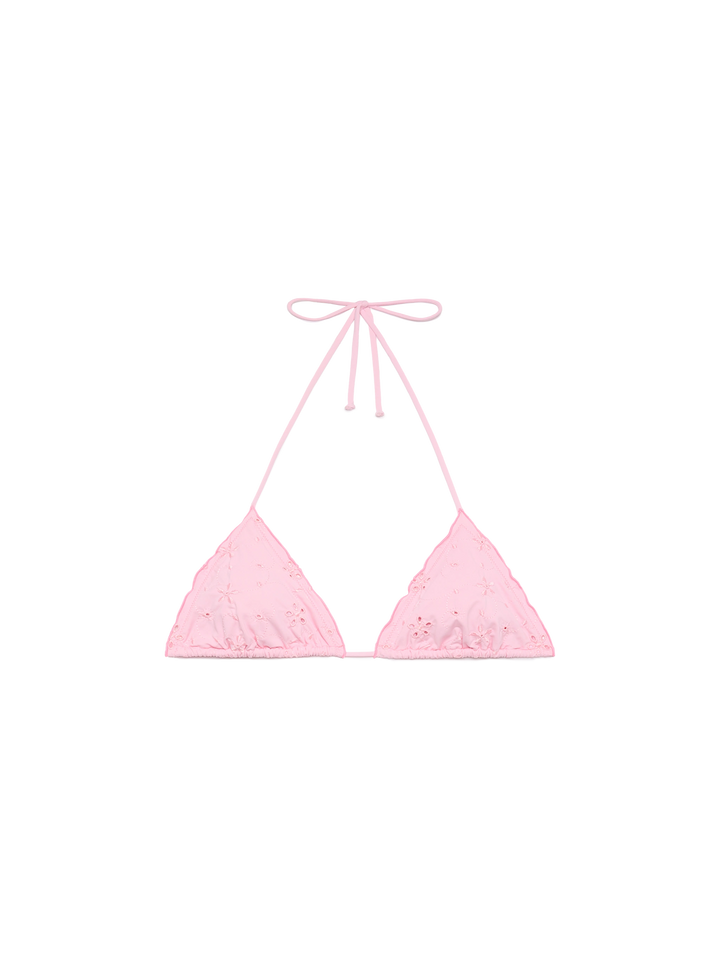 Sagittarius – Klassisches Triangel-Top aus Sangallo-Spitze in Rosa