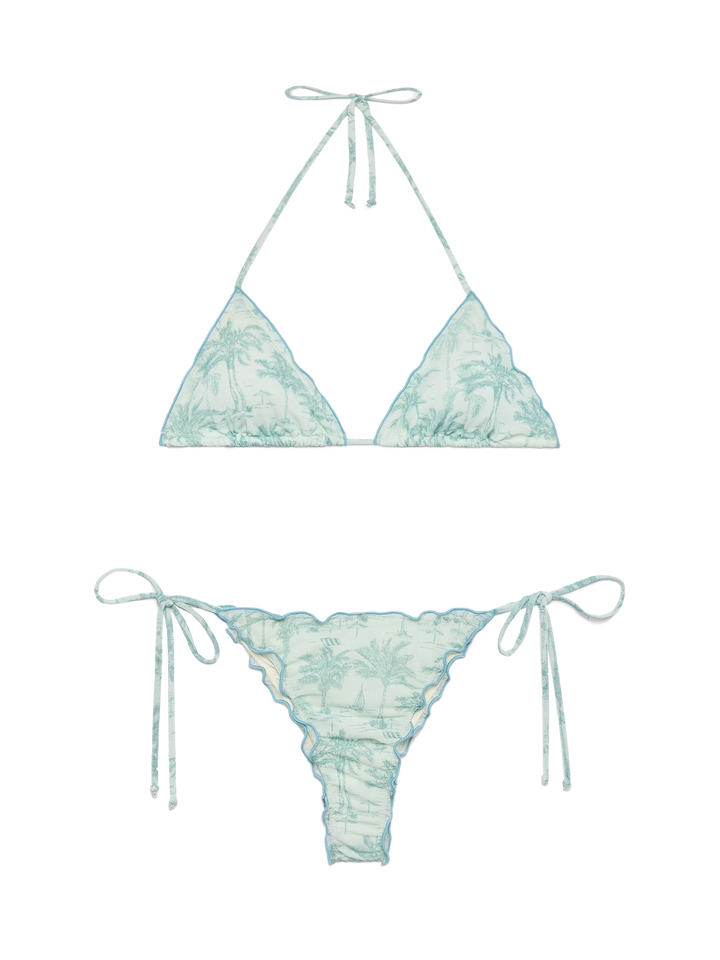 Freche Badehose „Miami“ aus Lurex mit Toile-de-Jouy-Print – Klassisches Triangel-Top „Sagittarius“ mit Blumenprint