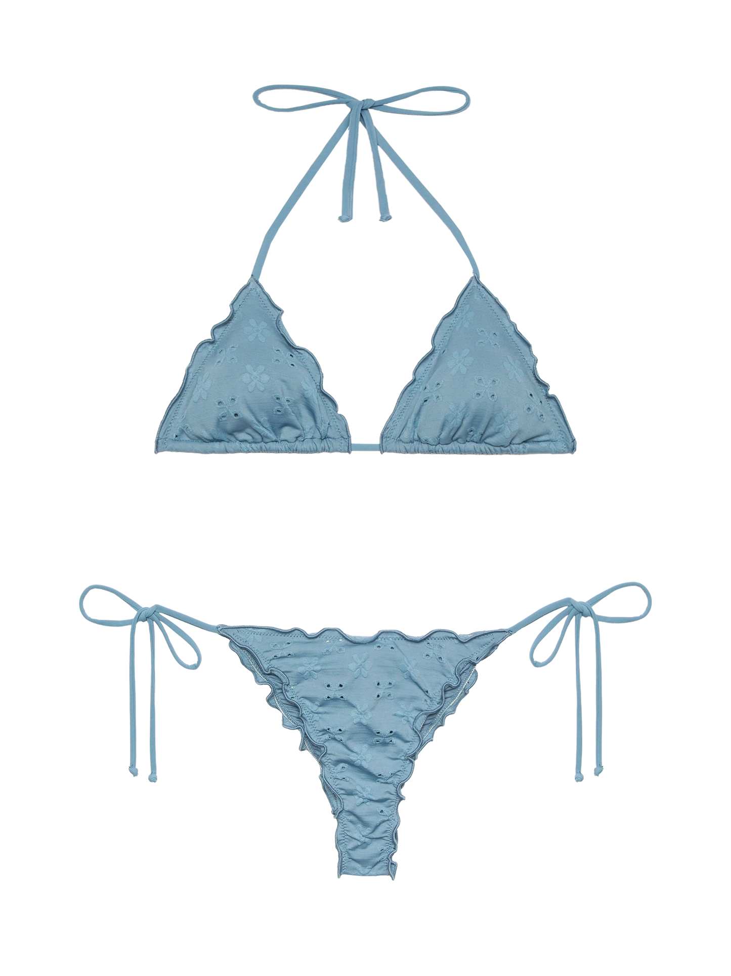 Miami Sangallo lace cheeky swim briefs - Sagittarius classic avio blue Sangallo lace triangle top - MC2 Saint Barth