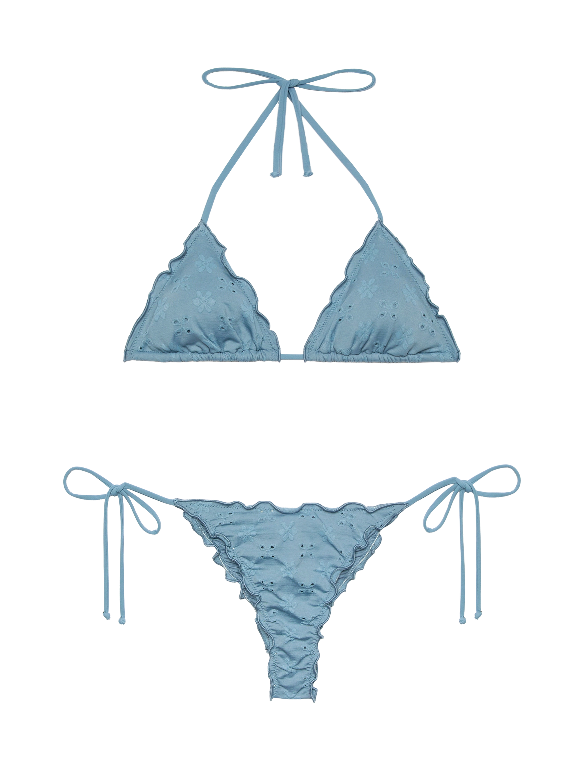 Miami Sangallo lace cheeky swim briefs - Sagittarius classic avio blue Sangallo lace triangle top - MC2 Saint Barth