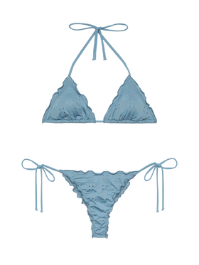 Miami Sangallo lace cheeky swim briefs - Sagittarius classic avio blue Sangallo lace triangle top - MC2 Saint Barth