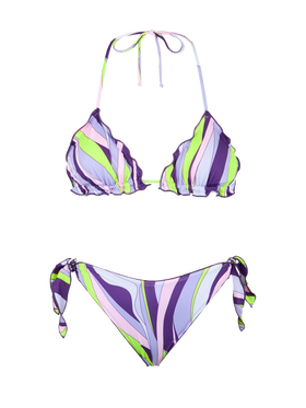 Damen-Triangel-Bikini mit Shape-Wave-Print