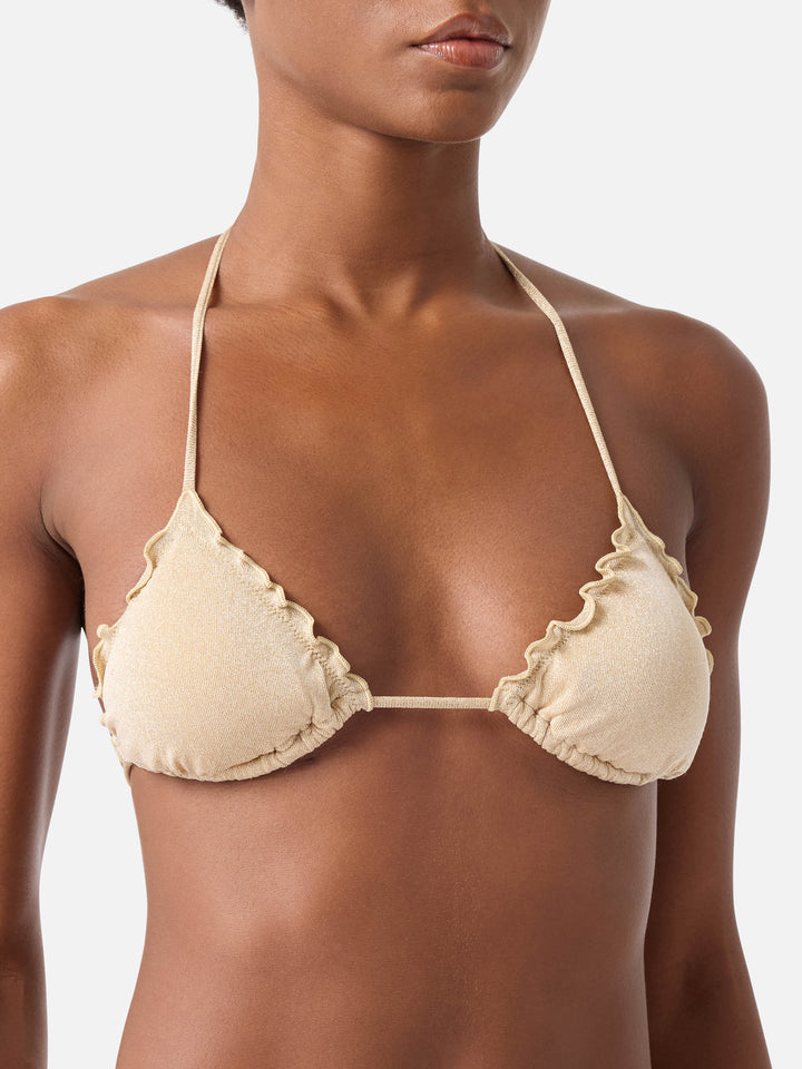 Damen klassisches Strand-Top in Dreiecksform aus goldfarbenem Lurex Sagittarius 