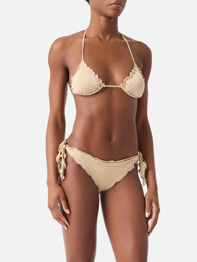 Woman gold lurex classic triangle bikini Sagittarius Moon