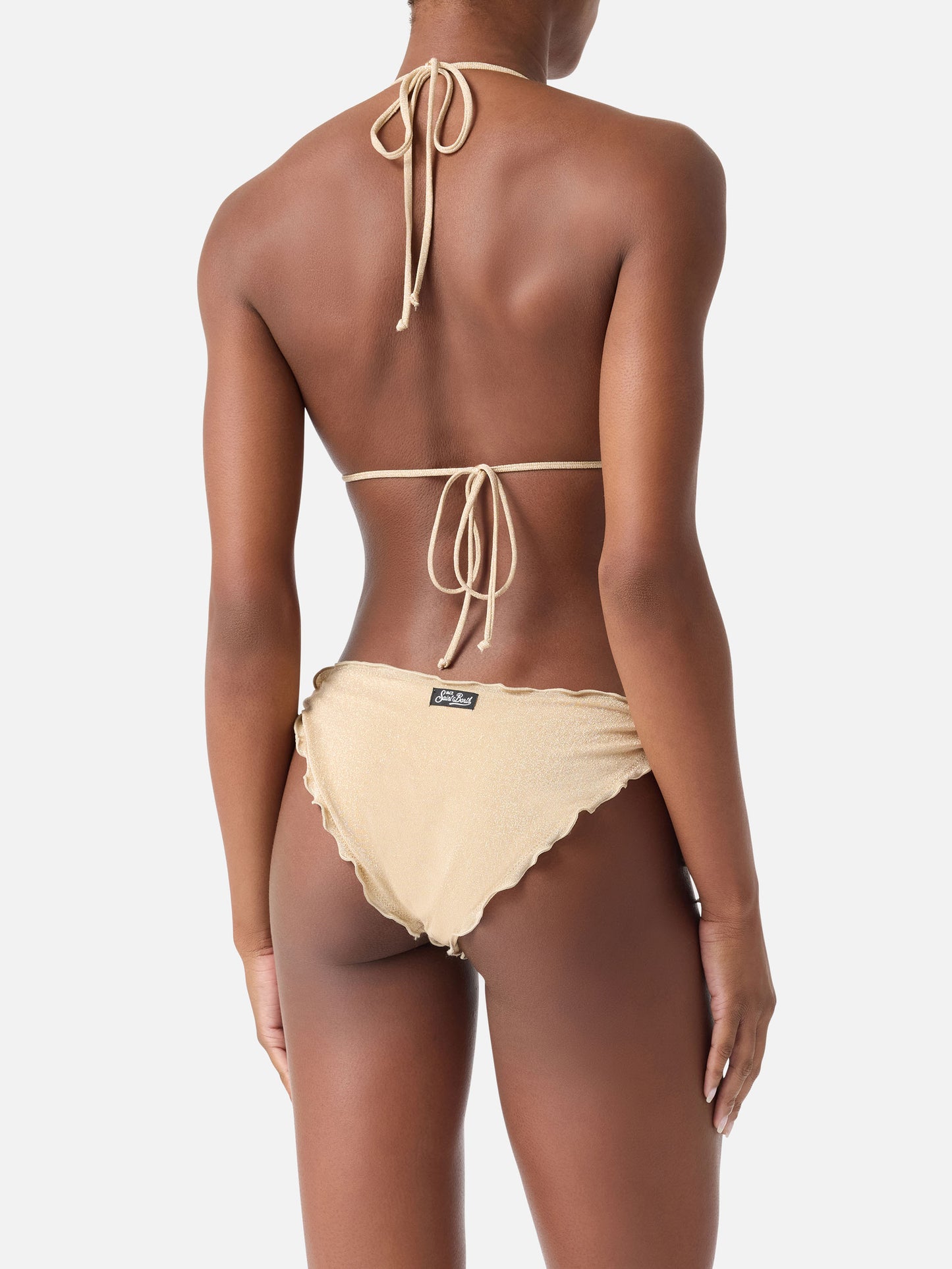 Woman gold lurex classic triangle bikini Sagittarius Moon