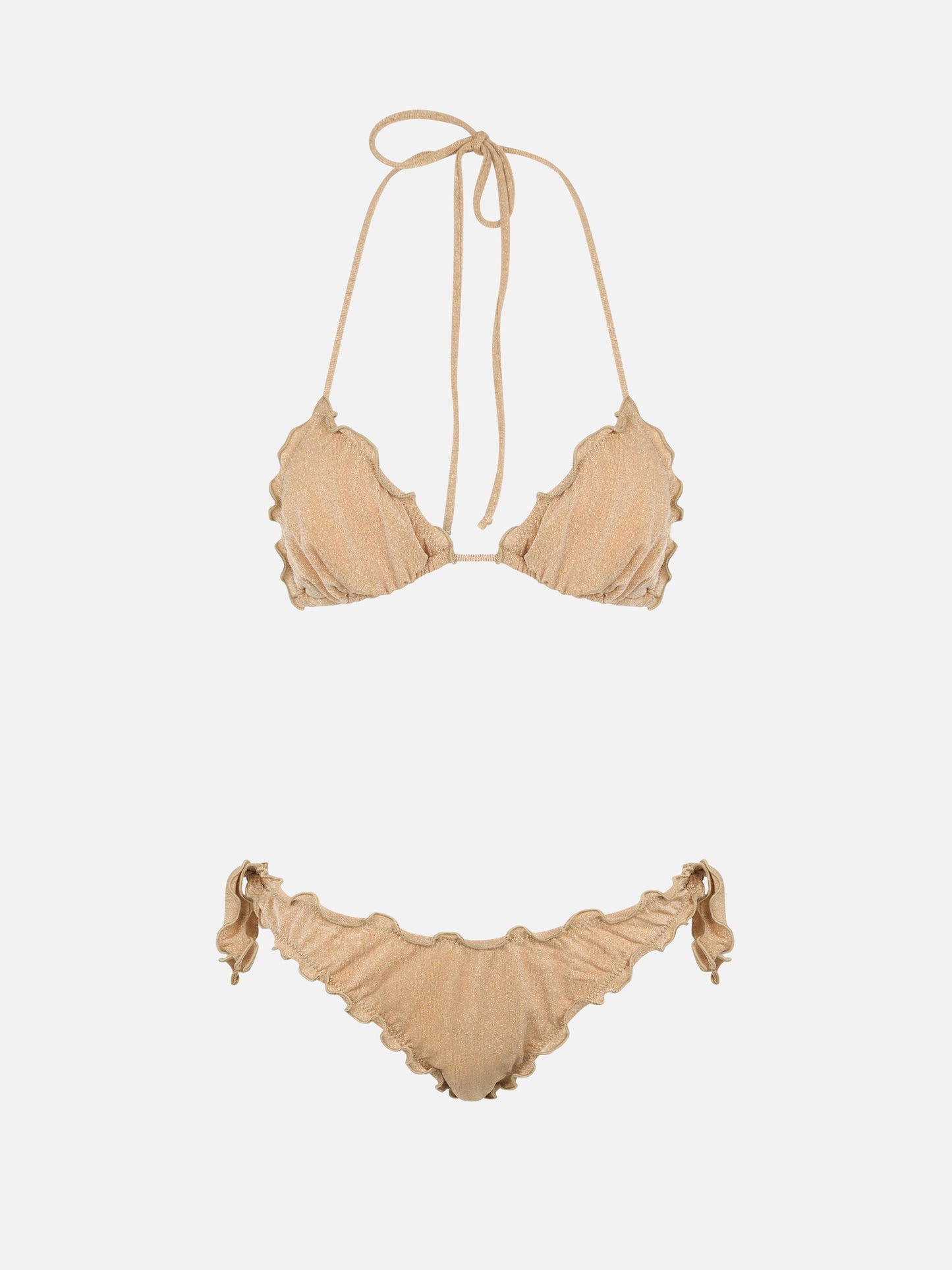 Bikini de triángulo clásico de lúrex dorado para mujer Sagittarius Moon 