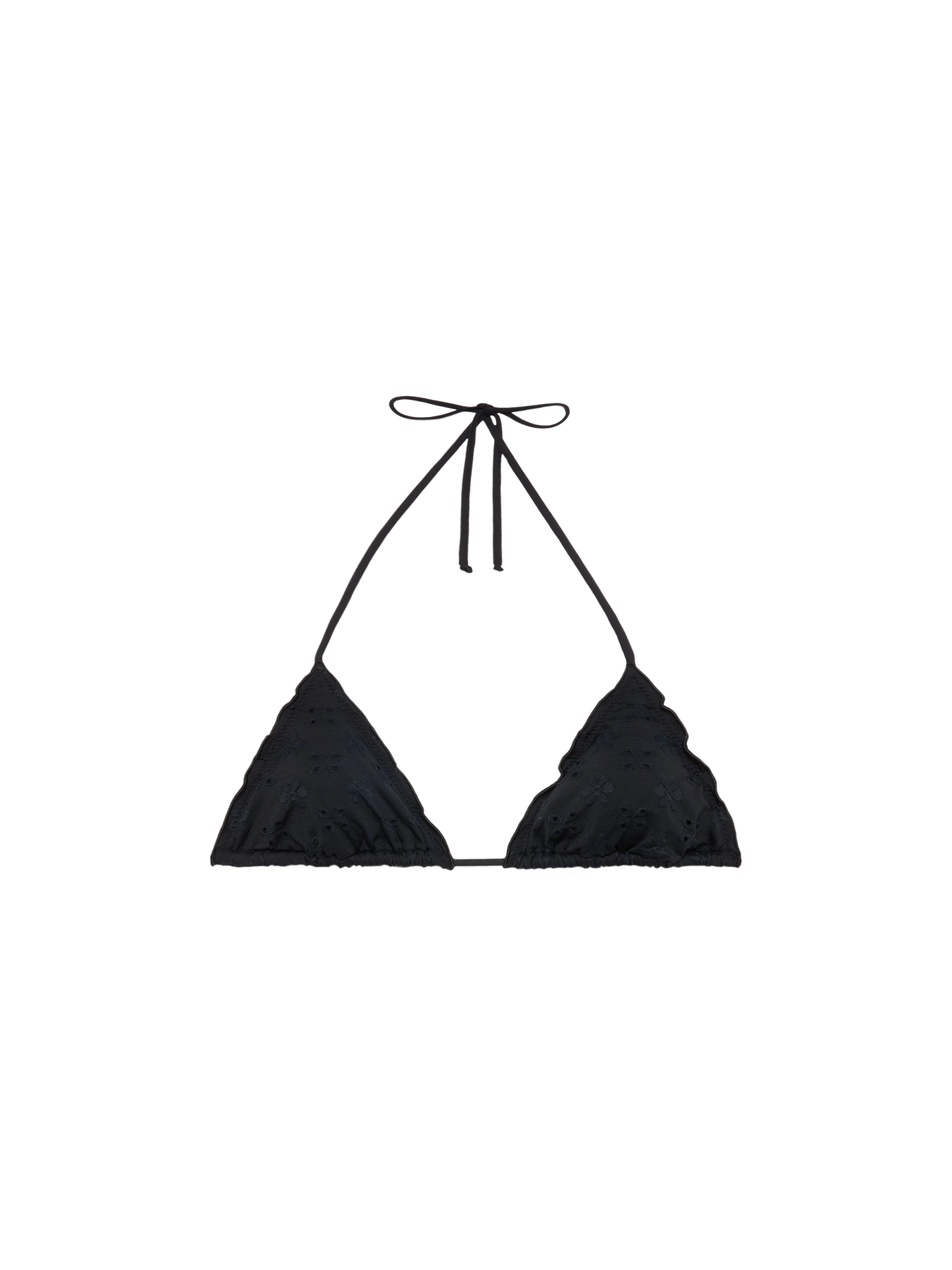 Sagittarius – Klassisches schwarzes Triangel-Top aus Sangallo-Spitze