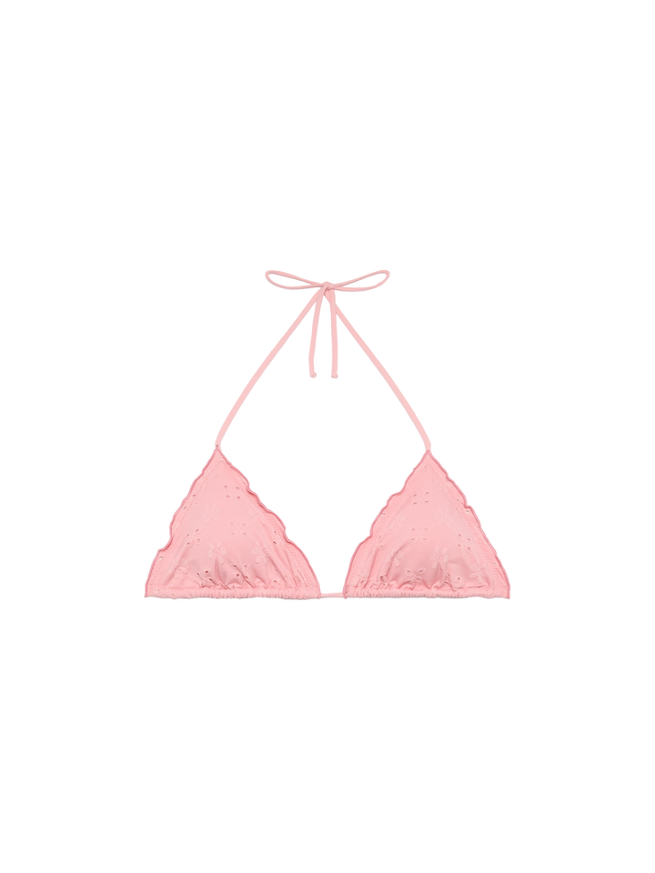 Sagittarius – Klassisches Triangel-Top aus Sangallo-Spitze in Rosa