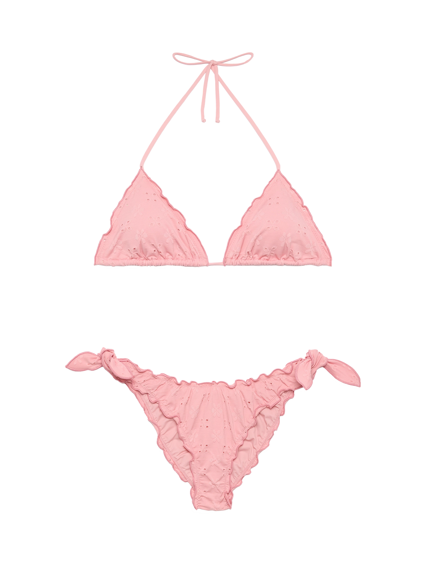 Klassische Badehose aus Sangallo-Spitze in Mondrosa - Klassisches Triangel-Top aus Sangallo-Spitze in Sagittarius-Rosa