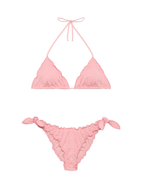 Klassische Badehose aus Sangallo-Spitze in Mondrosa - Klassisches Triangel-Top aus Sangallo-Spitze in Sagittarius-Rosa