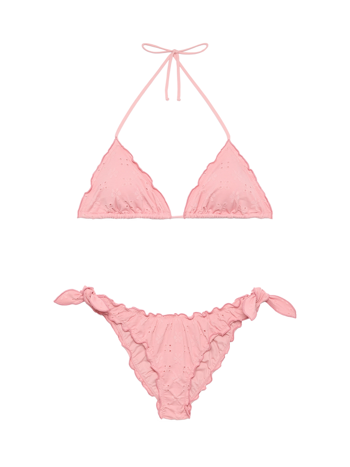 Klassische Badehose aus Sangallo-Spitze in Mondrosa - Klassisches Triangel-Top aus Sangallo-Spitze in Sagittarius-Rosa
