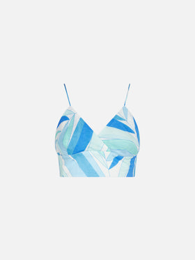 Bedrucktes Bralette-Top aus Leinen 