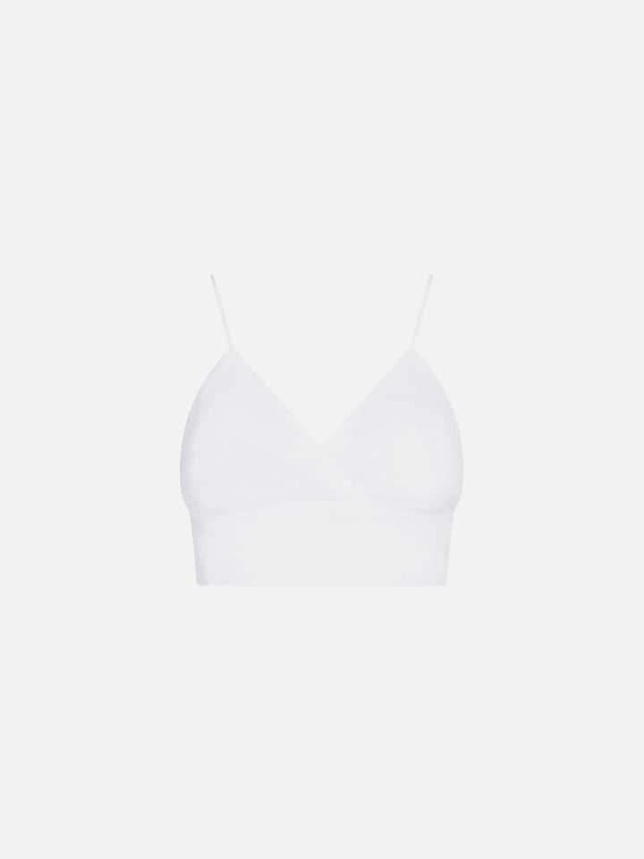 Weißes Bralette-Top aus Leinen 