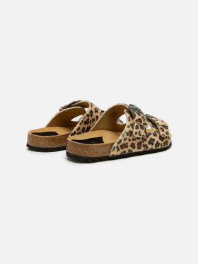 Buckle sandal in leopard-print pony hair | TAJI SPECIAL EDITION