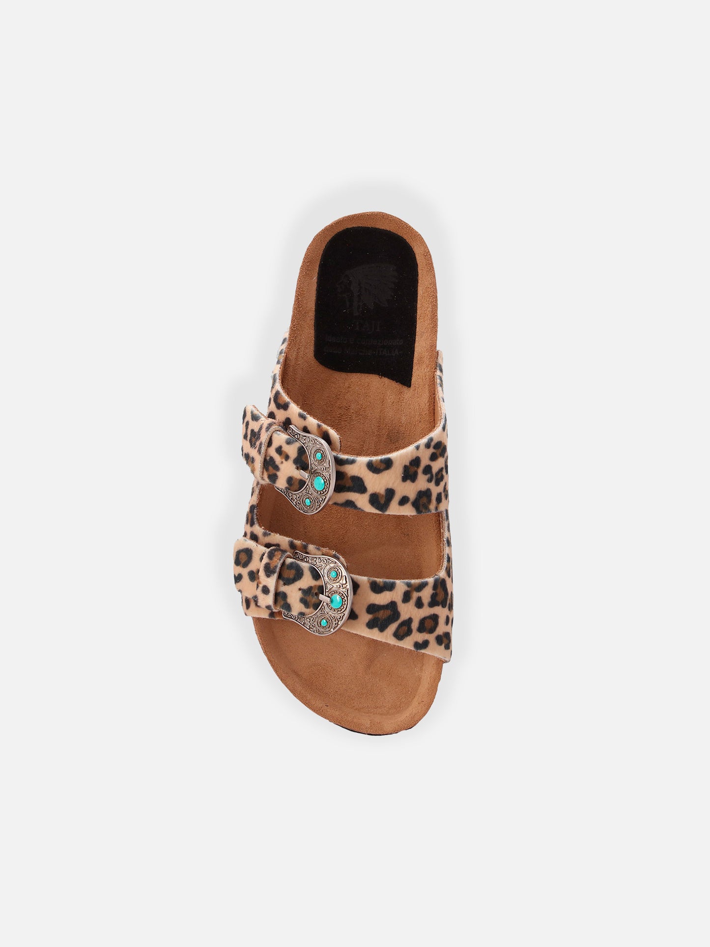 Buckle sandal in leopard-print pony hair | TAJI SPECIAL EDITION