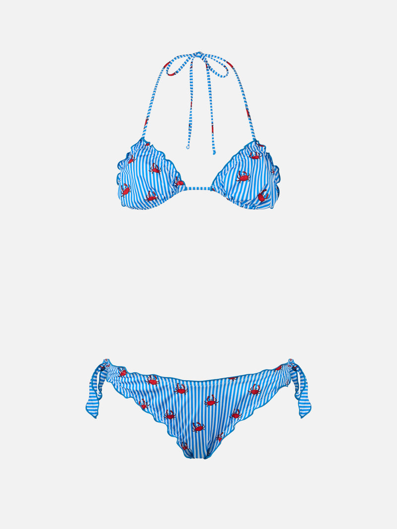 Woman triangle classic bikini Sarius with crab print