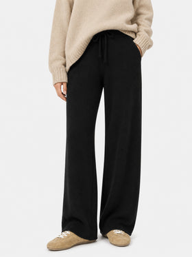 Pantalone a palazzo nero in maglia