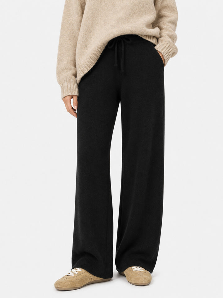 Pantalon palazzo noir en maille 