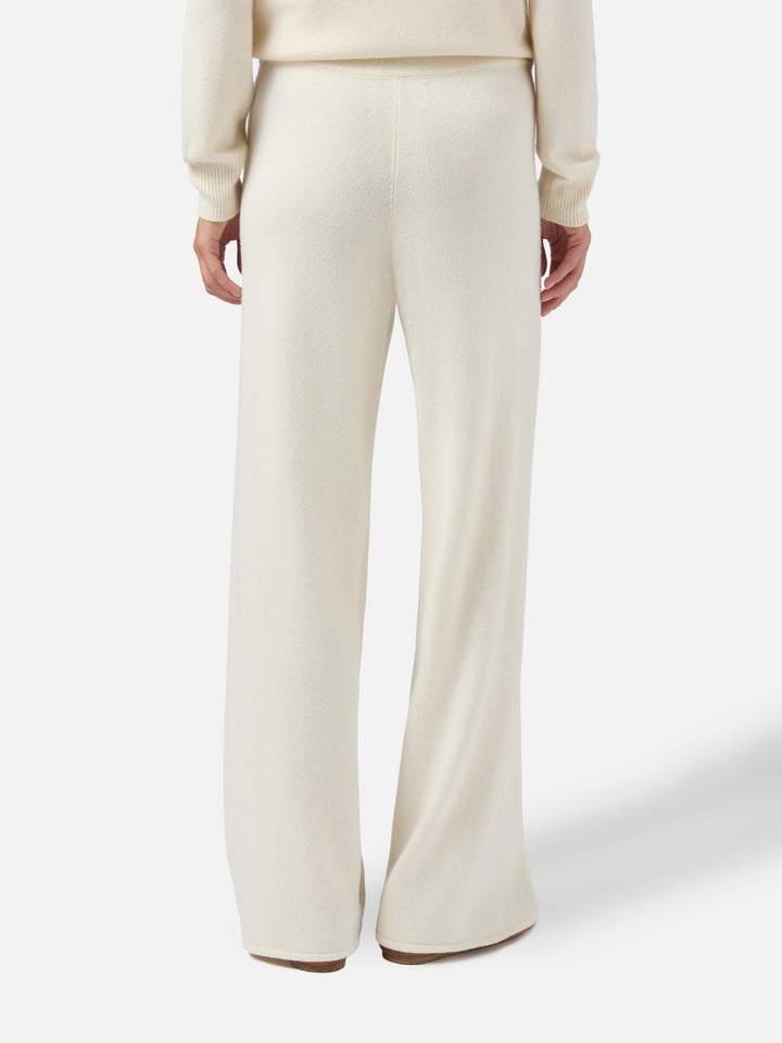 Woman off-white cashmere blend palazzo pants
