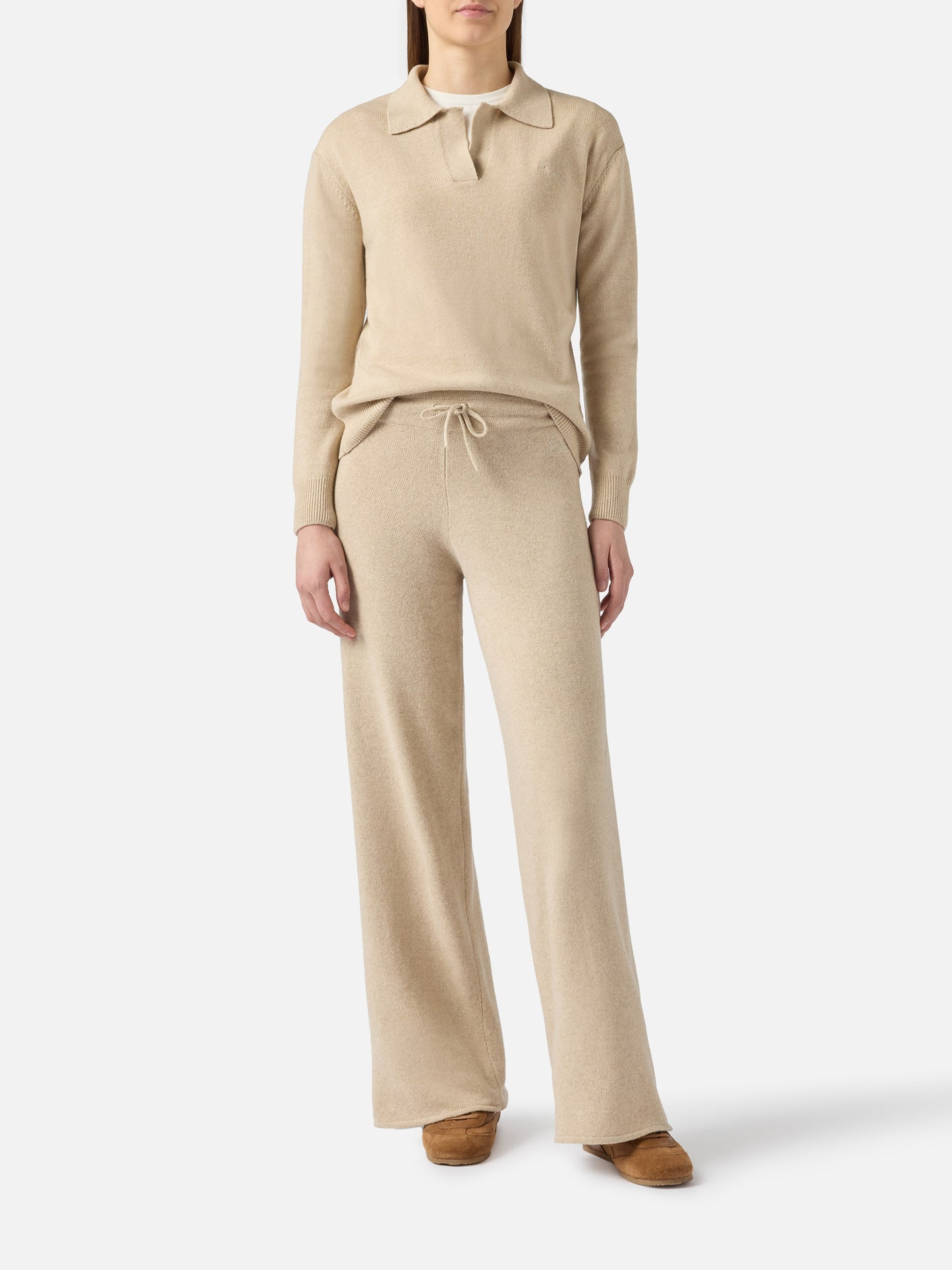 Knitted beige palazzo pants