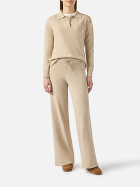 Knitted beige palazzo pants