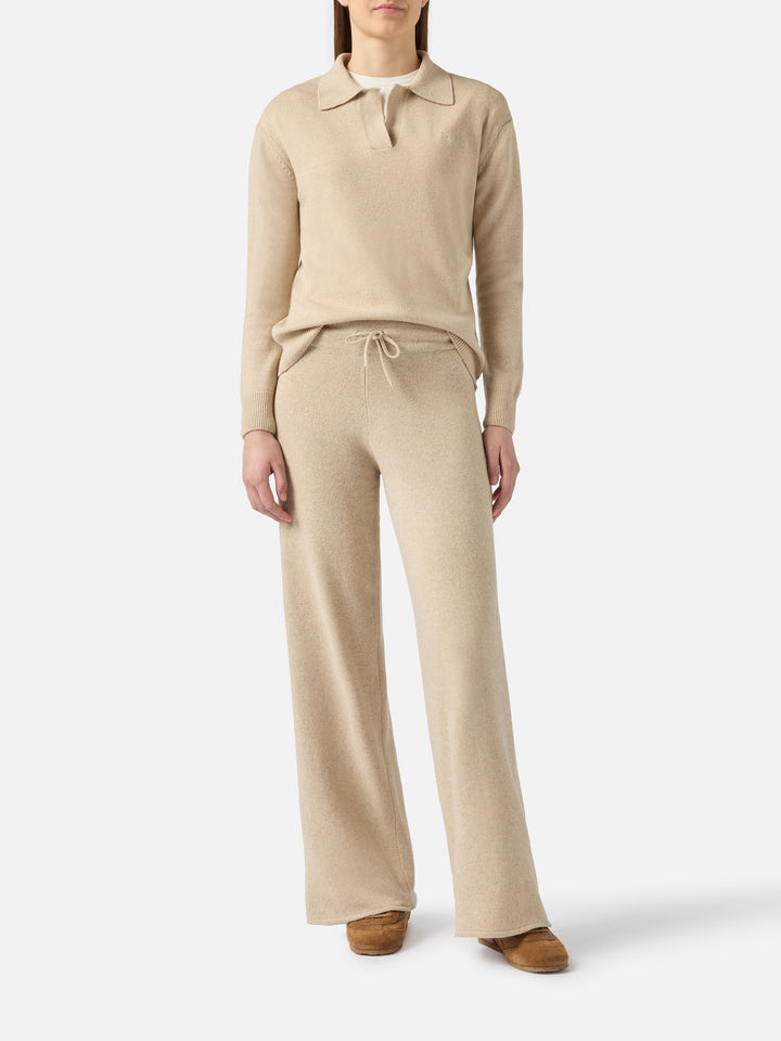 Knitted beige palazzo pants