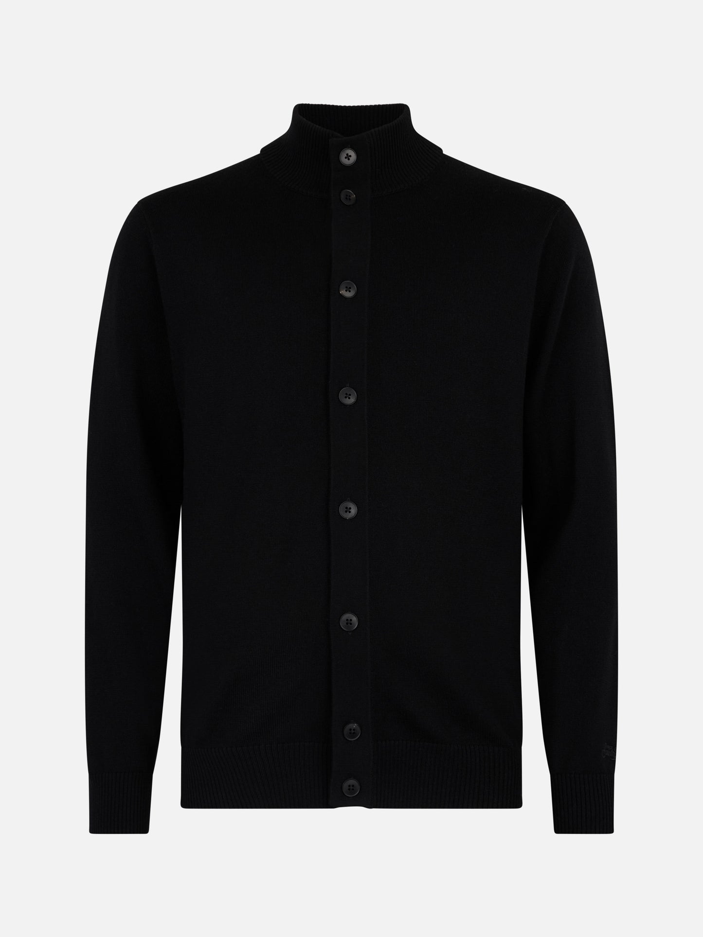 Man black merino wool cardigan Savile