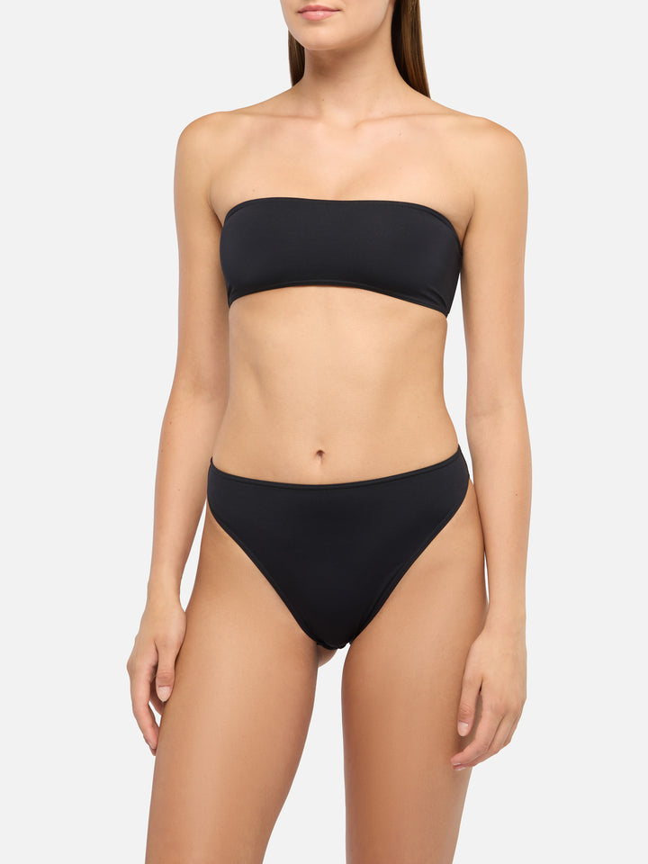 Bikini a fascia Rebby Sibilla con slip a vita alta e sgambatura alta in nero