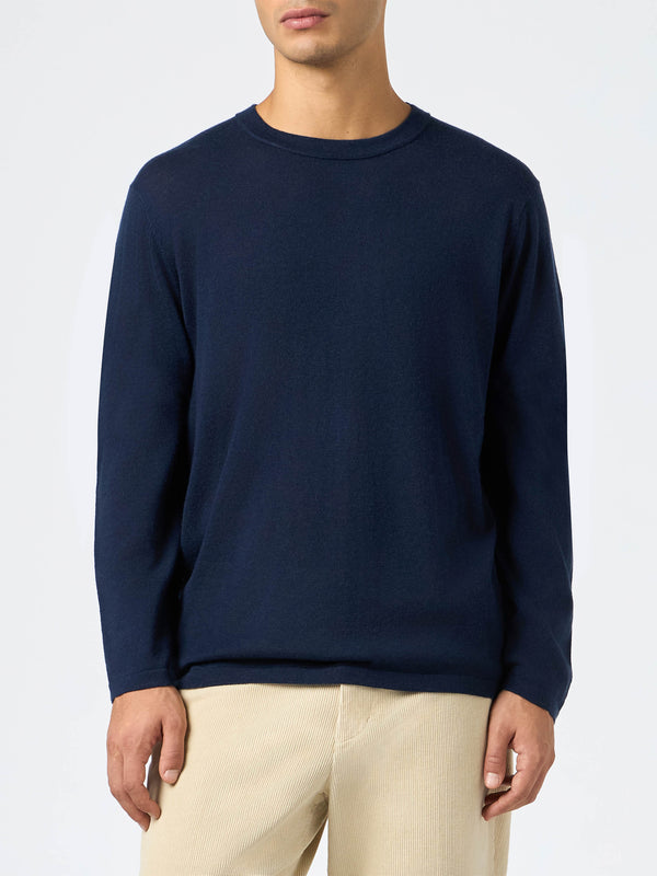 Man navy blue cashmere blend t-shirt Scott