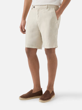 Beige Sebastian bermuda shorts in pure linen