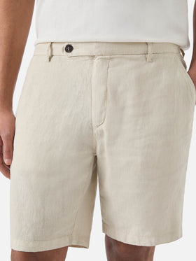 Beige Sebastian bermuda shorts in pure linen