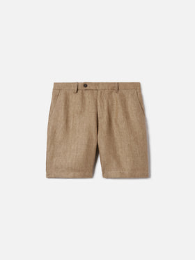 Brown Sebastian bermuda shorts in pure linen