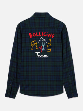 Green Seefeld cotton blend flannel shirt with Bollicine Team embroidery