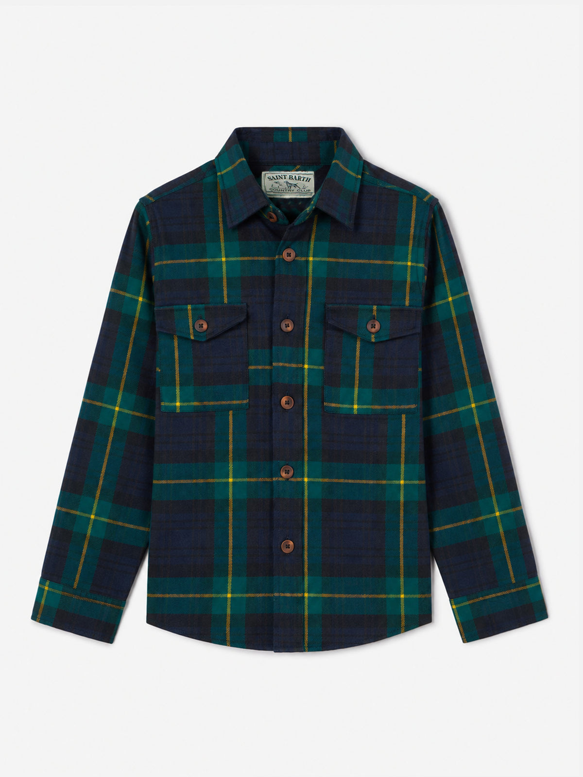Camisa de niño efecto lana con estampado tartán 